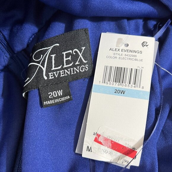 Alex Evenings Plus Size Ruched Rhinestone-Detail Gown -20W Electric Blue - Picture 6 of 10